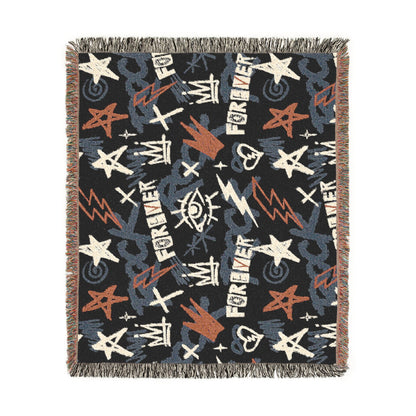 Rock Forever Grunge Graffiti Woven Blanket