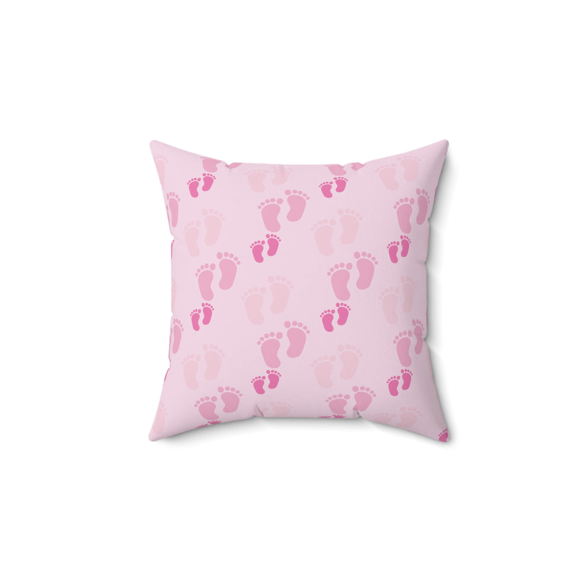 Sweet Baby Footprints Faux Suede Square Pillow | Whimsical Nursery Accent Cushion