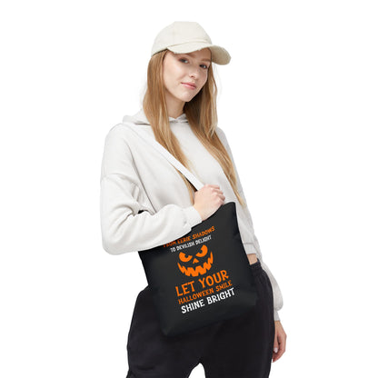 Halloween Pumpkin Tote Bag — "Let Your Halloween Smile Shine Bright"
