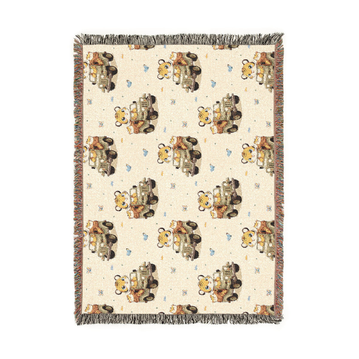 Adventures Safari Tiger Jeeps Woven Throw Blanket