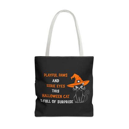 Halloween Cat Tote Bag — "Playful Paws and Eerie Eyes" Trick-or-Treat Reusable Shopper