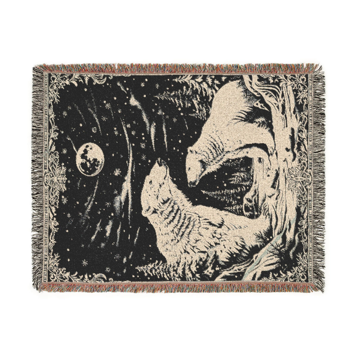 Polar Bear Family Woven Blanket - Cozy Arctic Night Throw