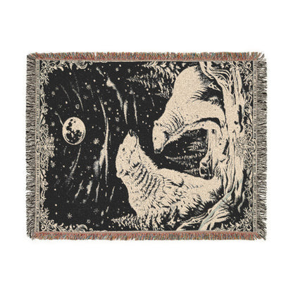 Polar Bear Family Woven Blanket - Cozy Arctic Night Throw