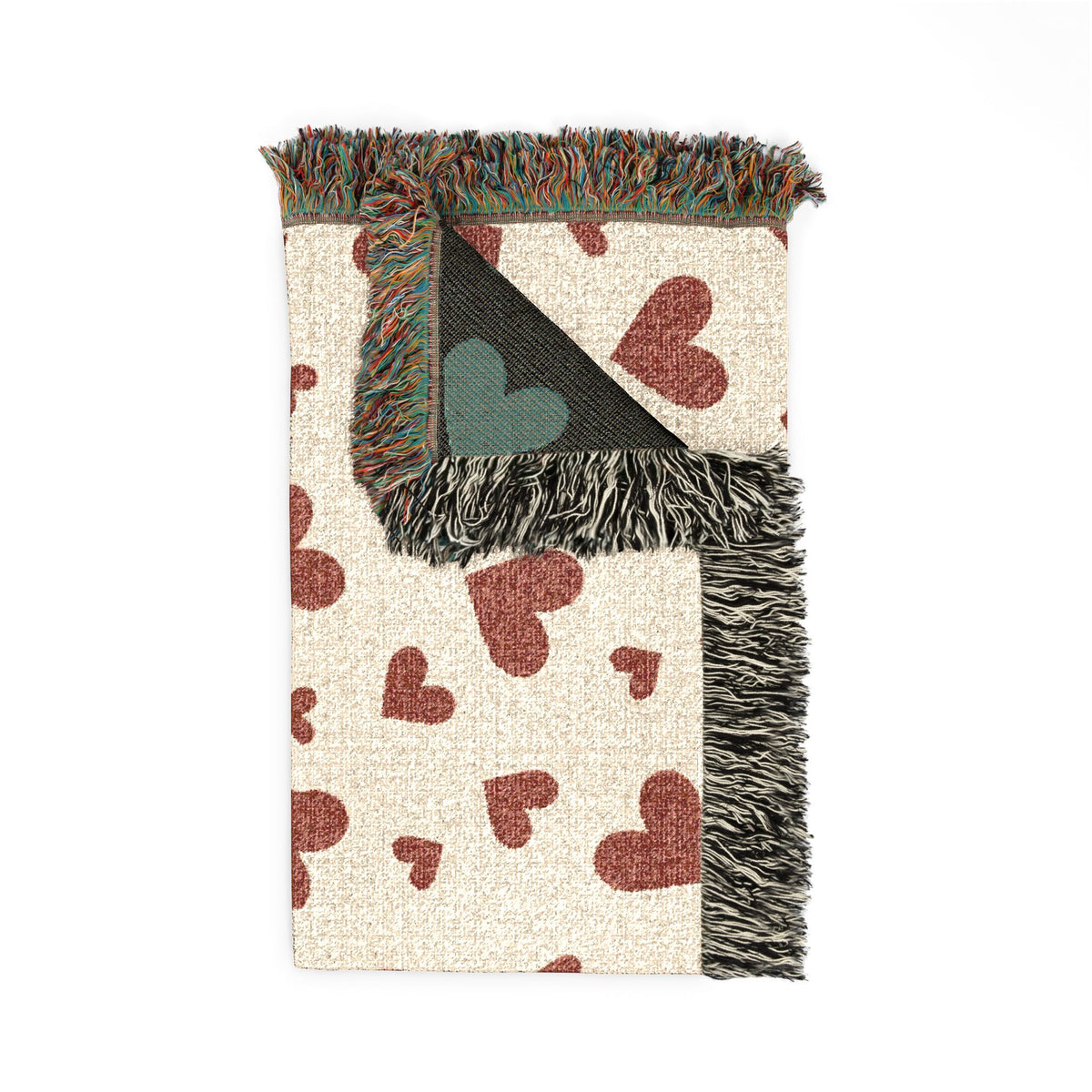 Romantic Scattered Hearts Woven Throw Blanket