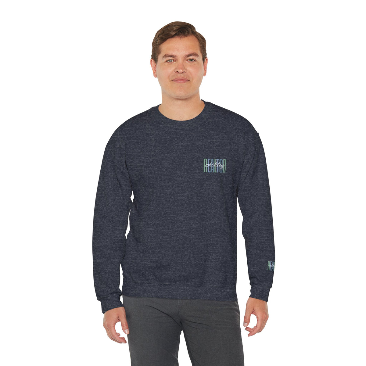 Personalized Realtor Retro Stacked Text Graphic Sweatshirt | Custom Name Real Estate Crewneck