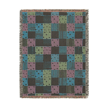 Colorful Patchwork Hearts & Stars Woven Throw Blanket