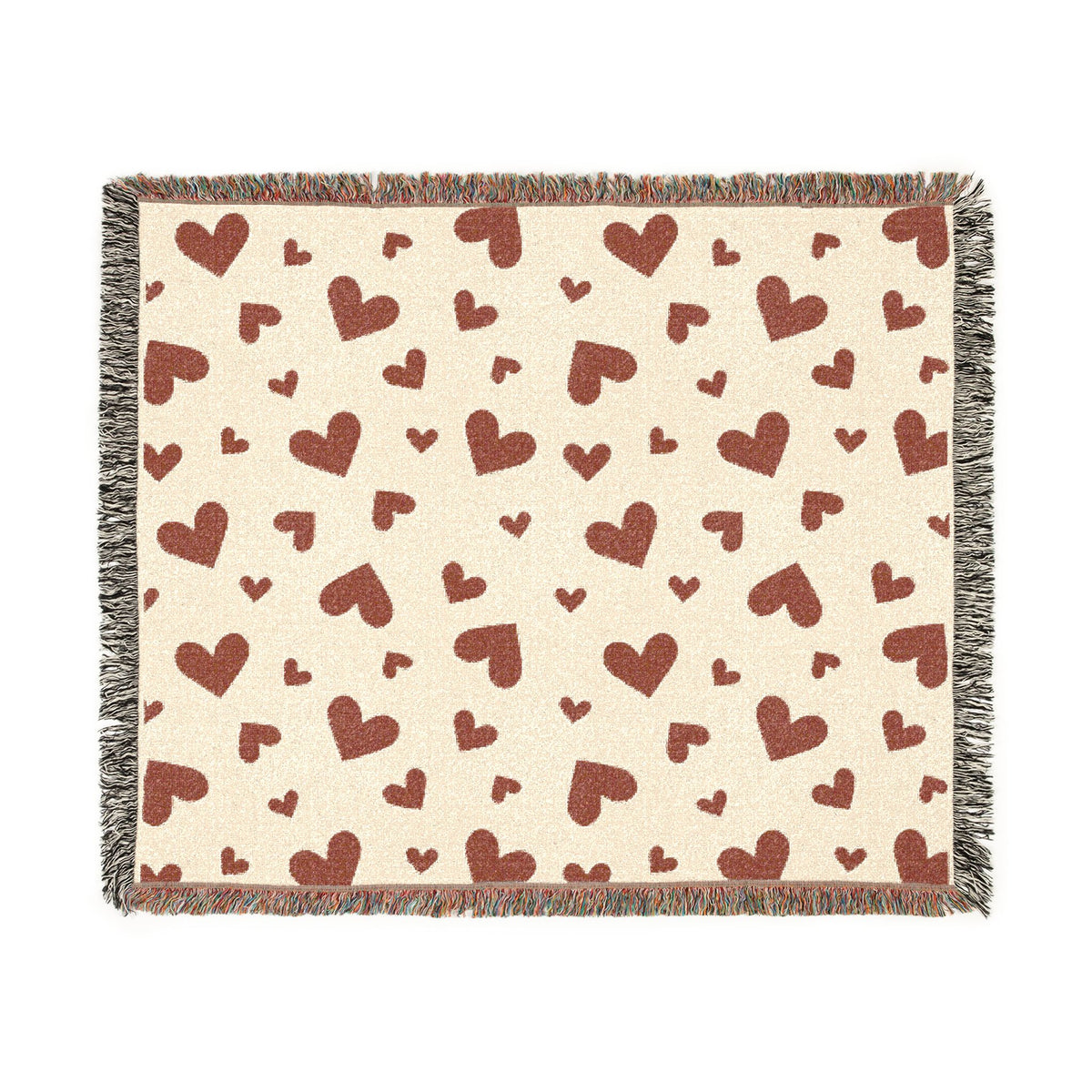 Romantic Scattered Hearts Woven Throw Blanket