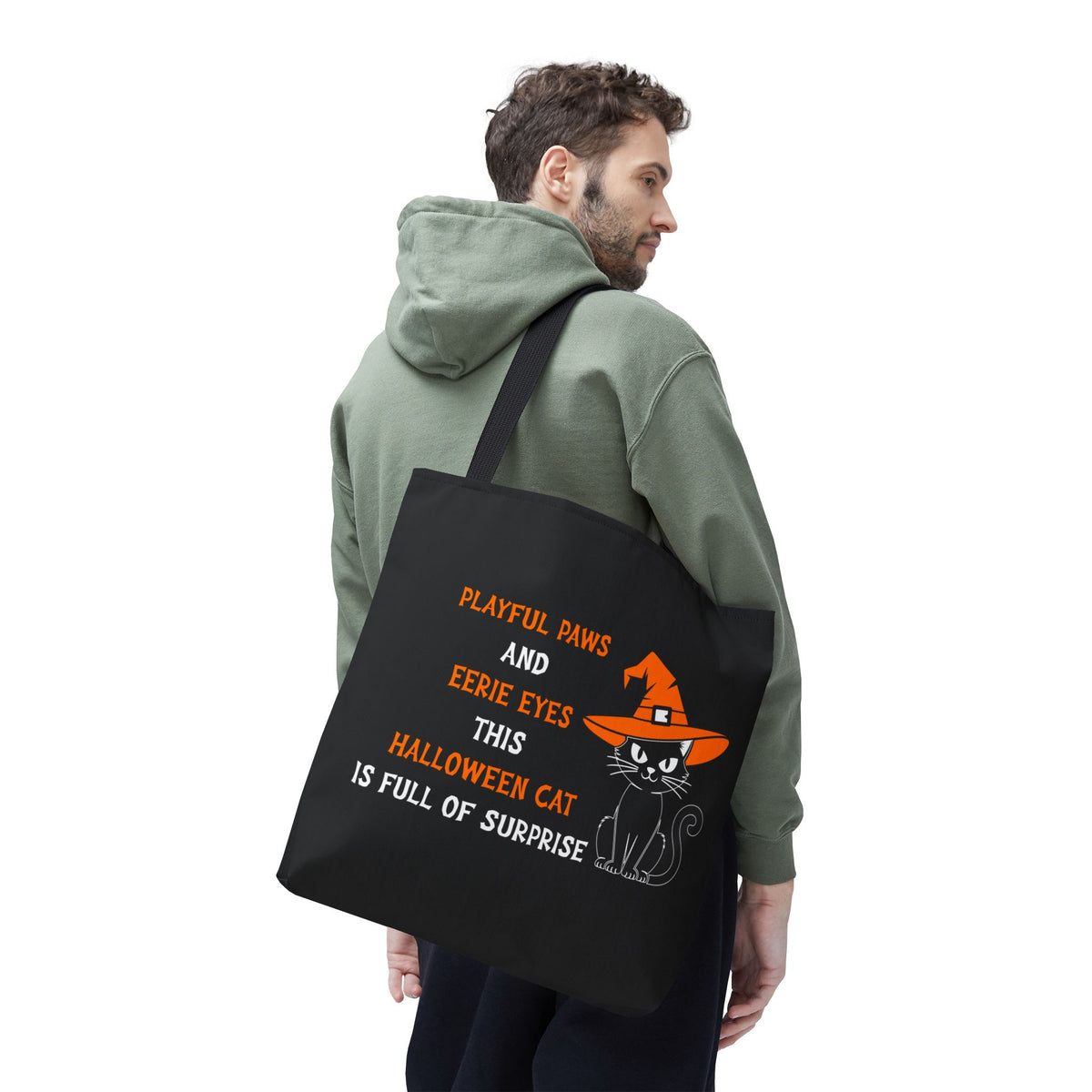 Halloween Cat Tote Bag — "Playful Paws and Eerie Eyes" Trick-or-Treat Reusable Shopper