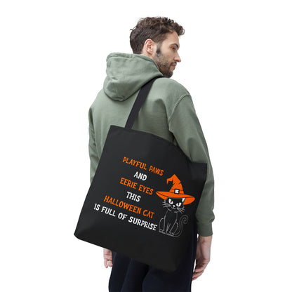 Halloween Cat Tote Bag — "Playful Paws and Eerie Eyes" Trick-or-Treat Reusable Shopper