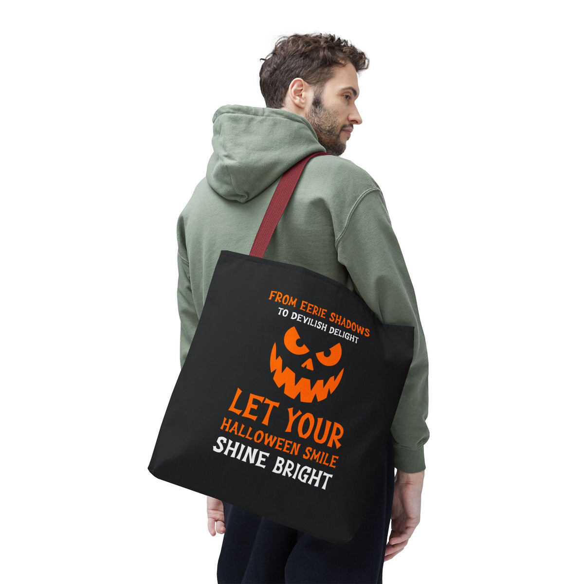 Halloween Pumpkin Tote Bag — "Let Your Halloween Smile Shine Bright"
