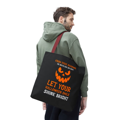 Halloween Pumpkin Tote Bag — "Let Your Halloween Smile Shine Bright"