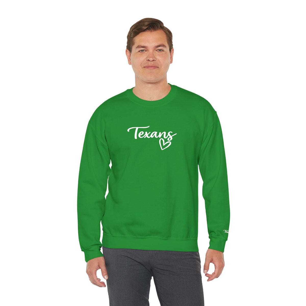 Texans Script White Embroidered Crewneck Sweatshirt | Everyday Hometown Pride Apparel