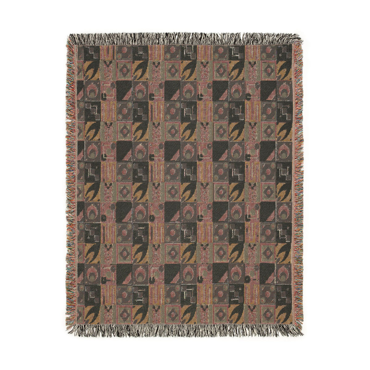 Coastal Geometric Cotton Woven Throw Blanket