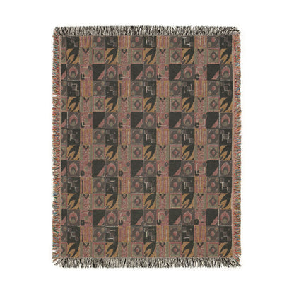 Coastal Geometric Cotton Woven Throw Blanket