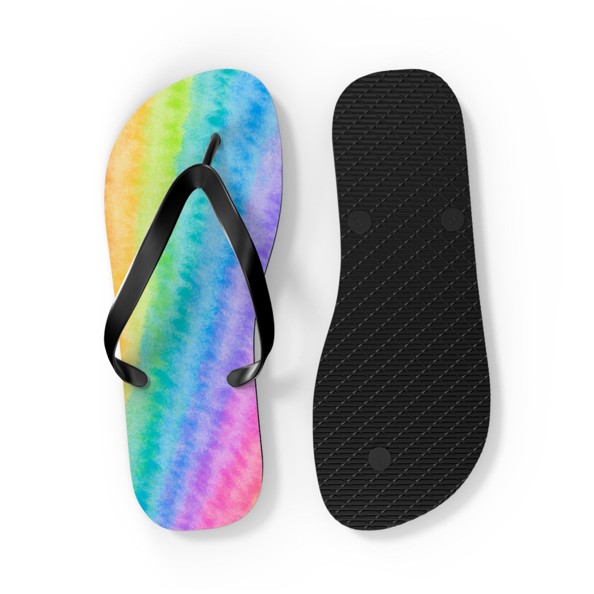 Watercolor Rainbow Diagonal Stripe Flip Flops — Artistic Summer Beach Sandals