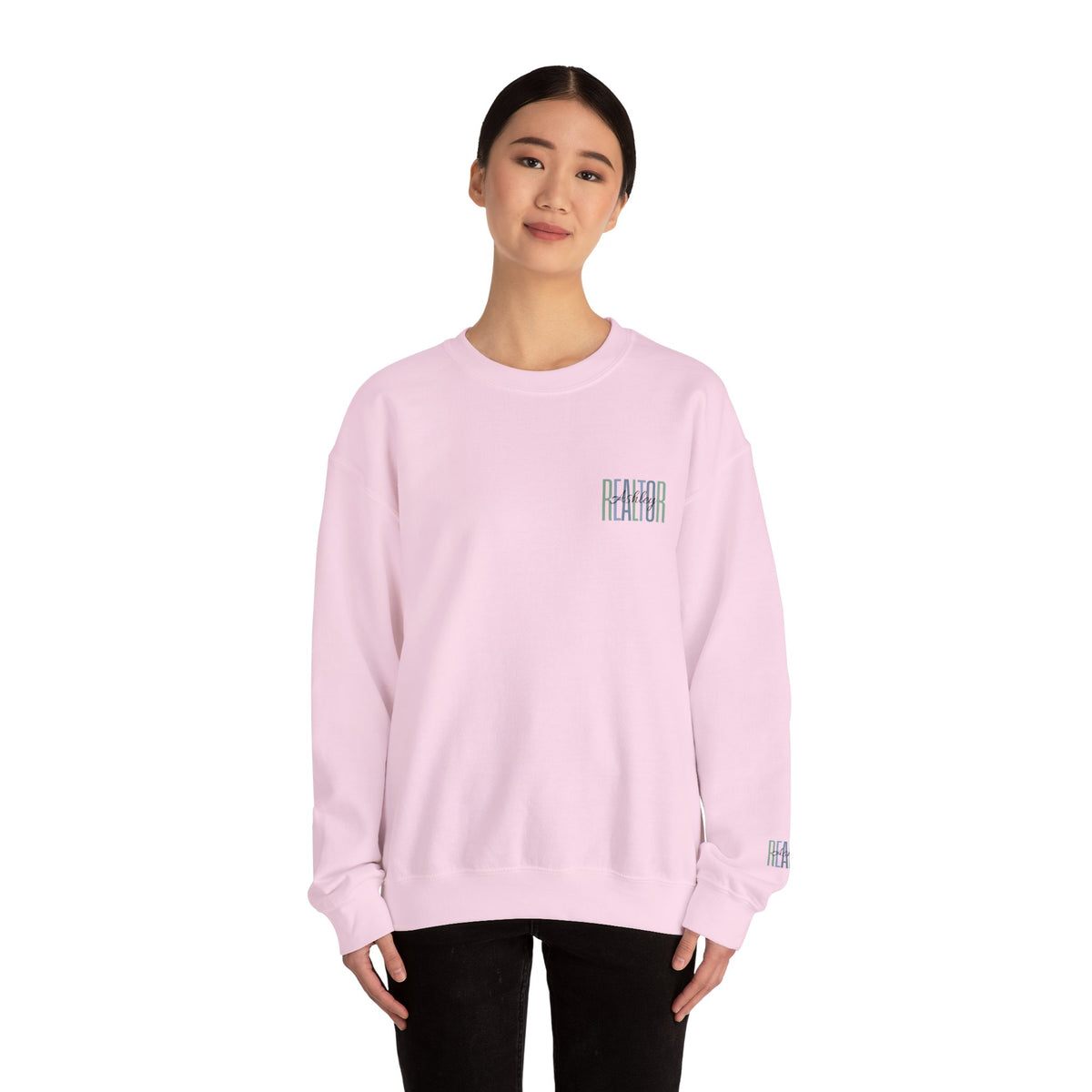 Personalized Realtor Retro Stacked Text Graphic Sweatshirt | Custom Name Real Estate Crewneck