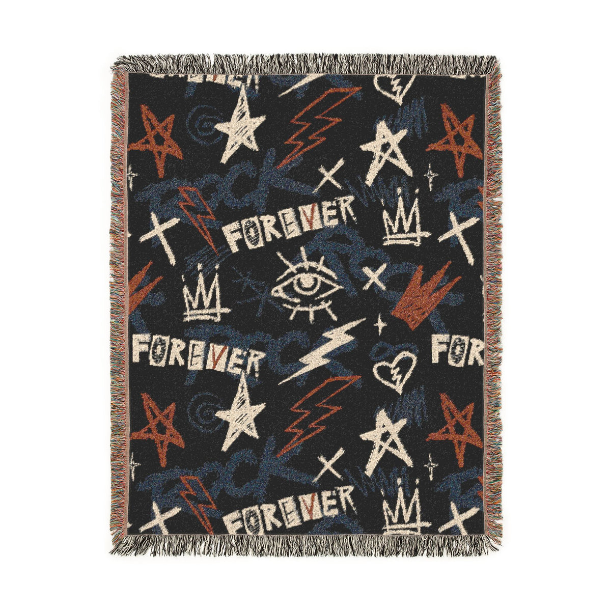 Rock Forever Grunge Graffiti Woven Blanket