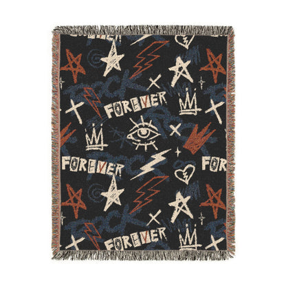 Rock Forever Grunge Graffiti Woven Blanket