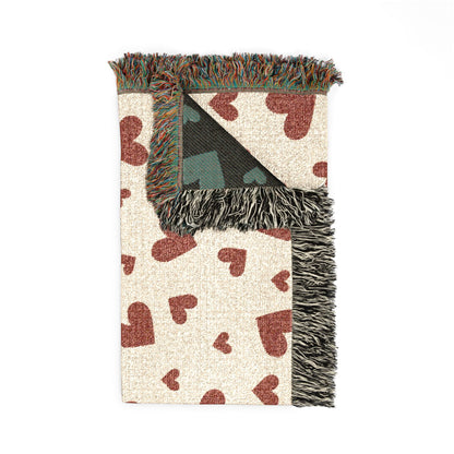 Romantic Scattered Hearts Woven Throw Blanket