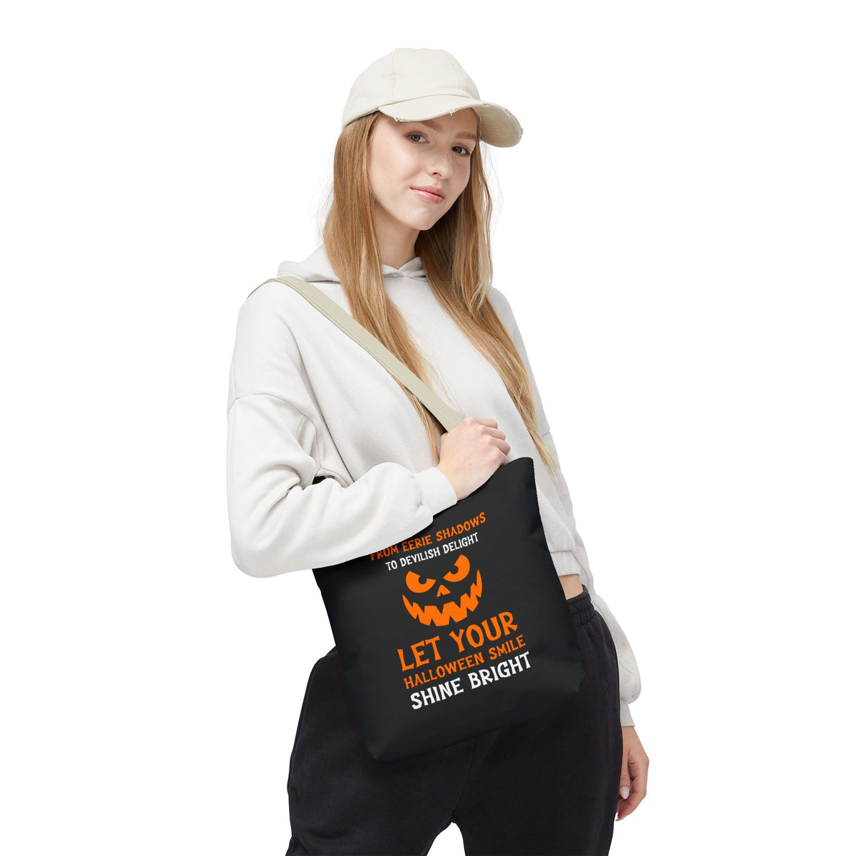 Halloween Pumpkin Tote Bag — "Let Your Halloween Smile Shine Bright"