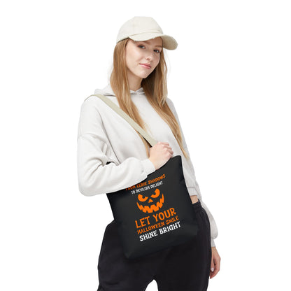 Halloween Pumpkin Tote Bag — "Let Your Halloween Smile Shine Bright"