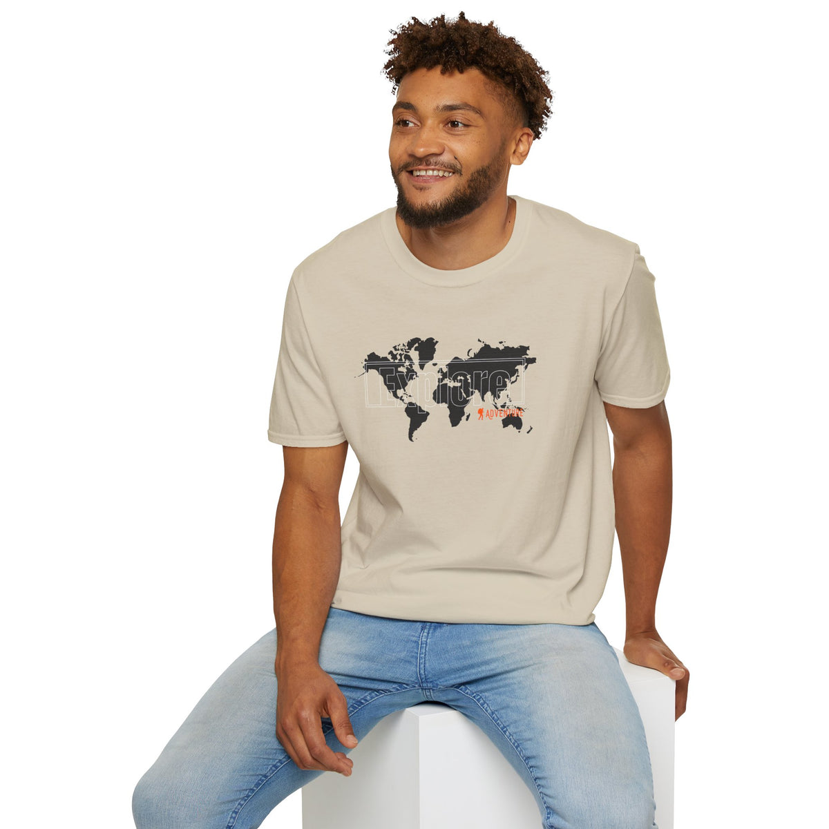 Explore World Map Adventure Graphic Tee: Urban Street Style & Travel T-Shirt