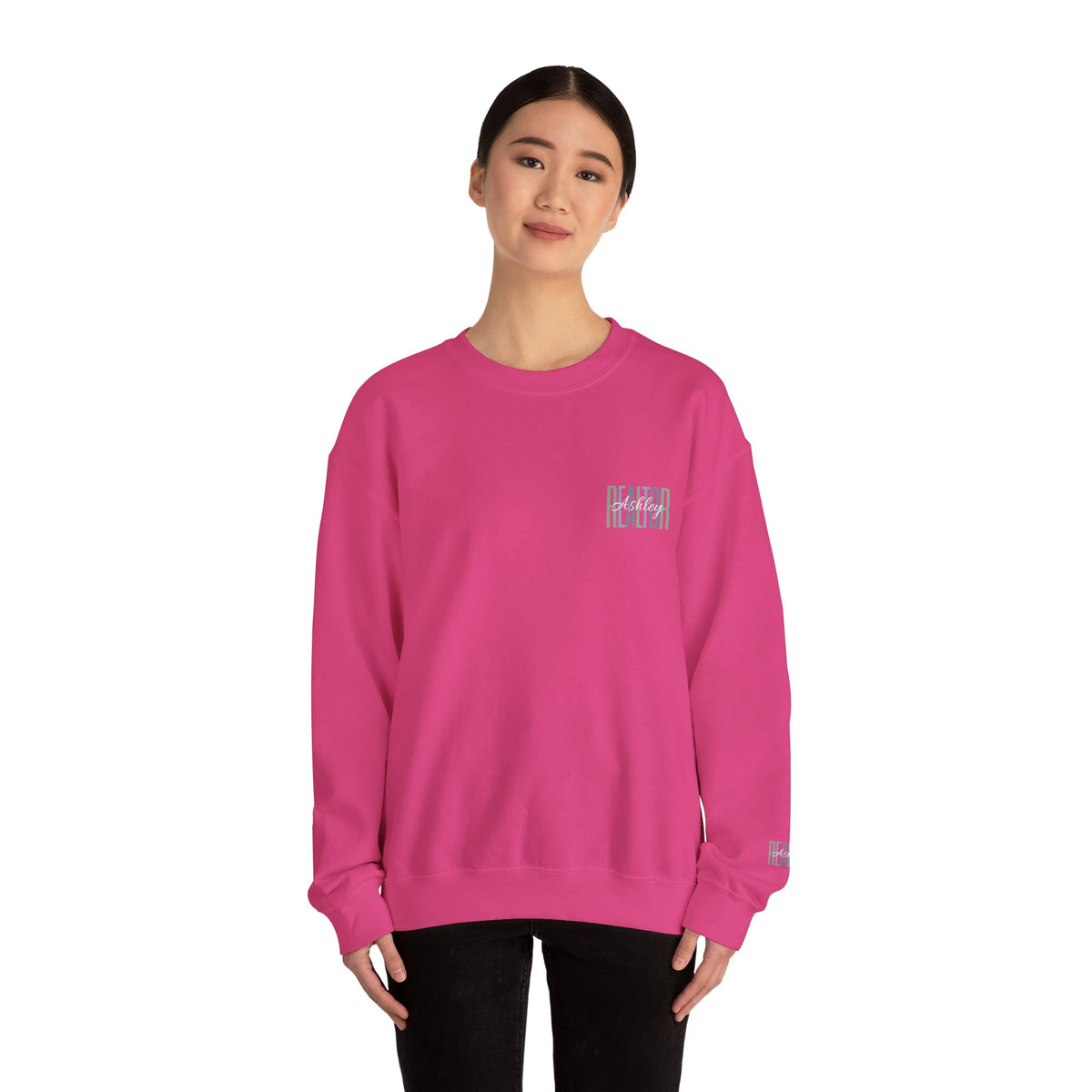 Personalized Realtor Retro Stacked Text Graphic Sweatshirt | Custom Name Real Estate Crewneck