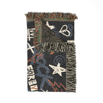 Rock Forever Grunge Graffiti Woven Blanket