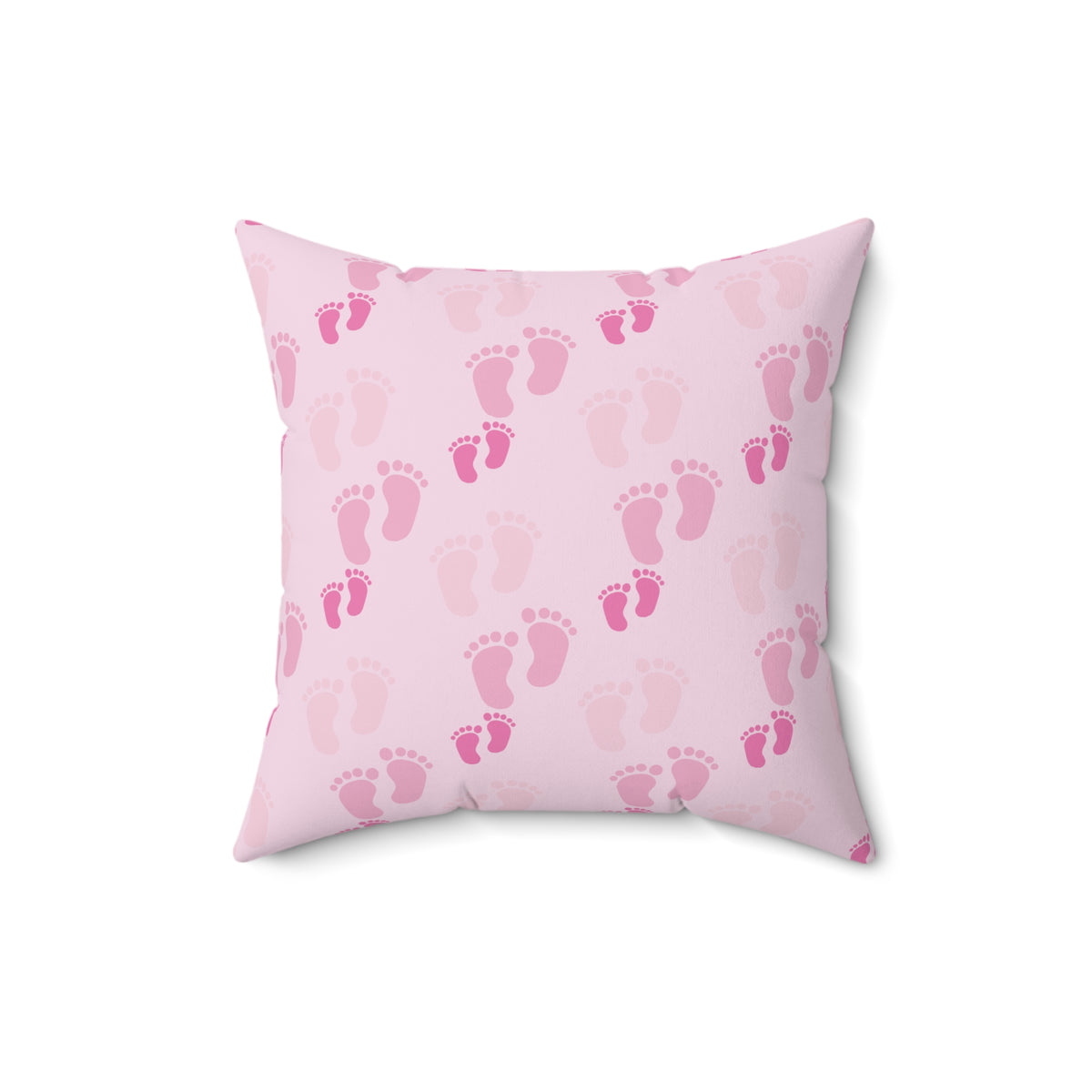 Sweet Baby Footprints Faux Suede Square Pillow | Whimsical Nursery Accent Cushion