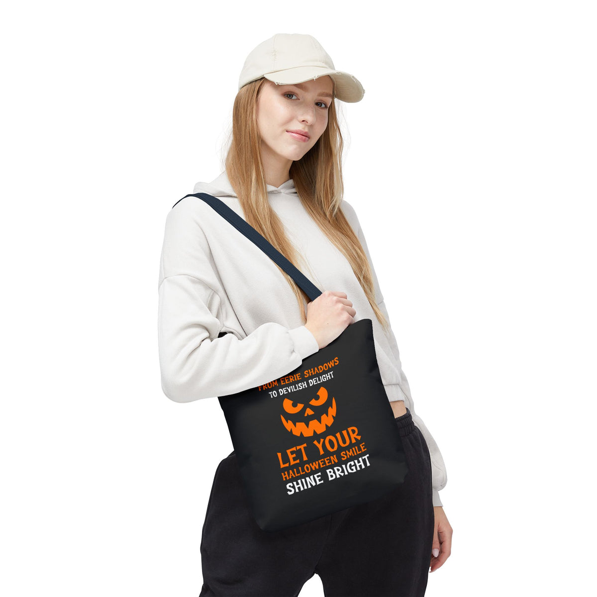 Halloween Pumpkin Tote Bag — "Let Your Halloween Smile Shine Bright"