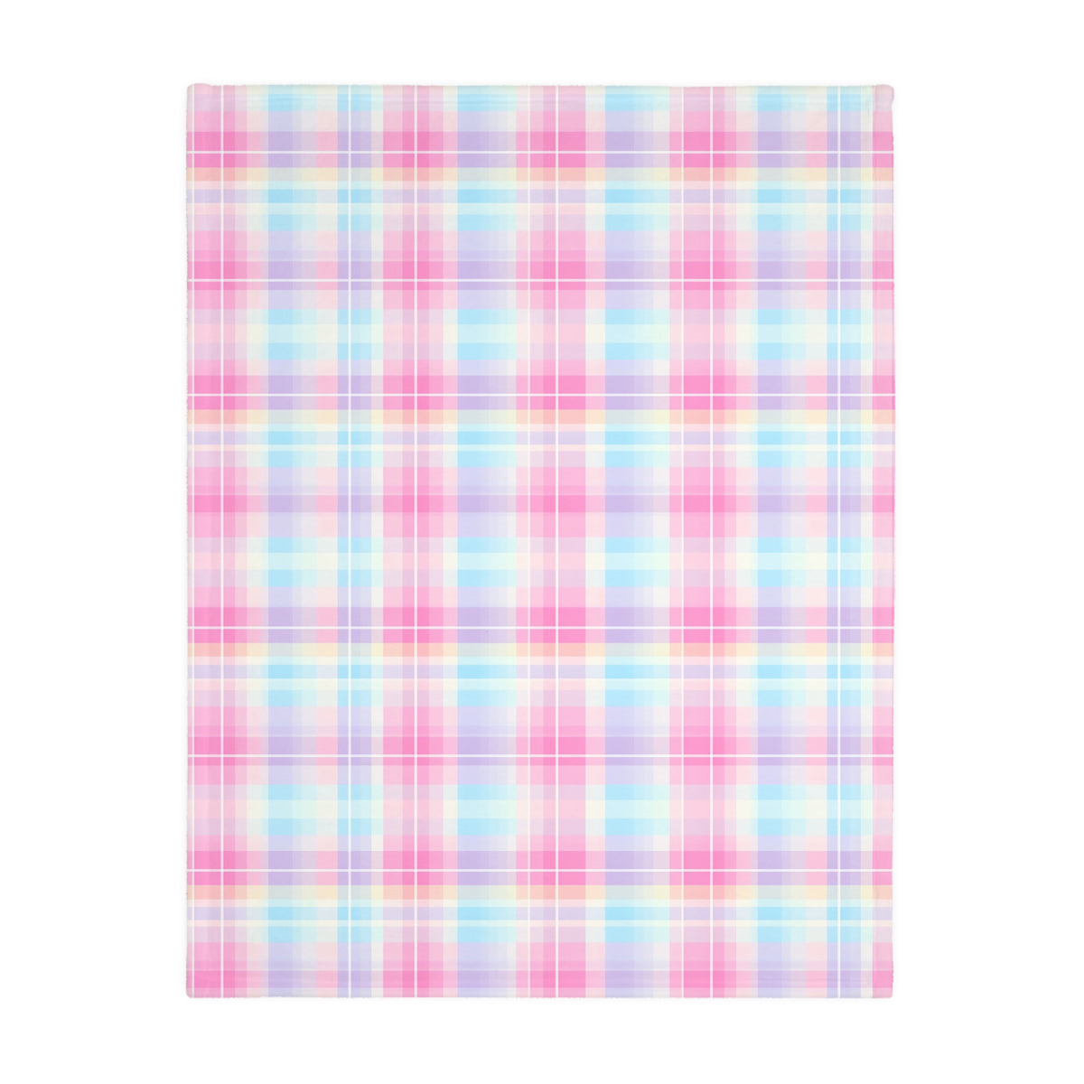 Pastel Plaid Checkered Velveteen Blanket | Soft Pink & Blue Microfiber Throw (Two-sided print)