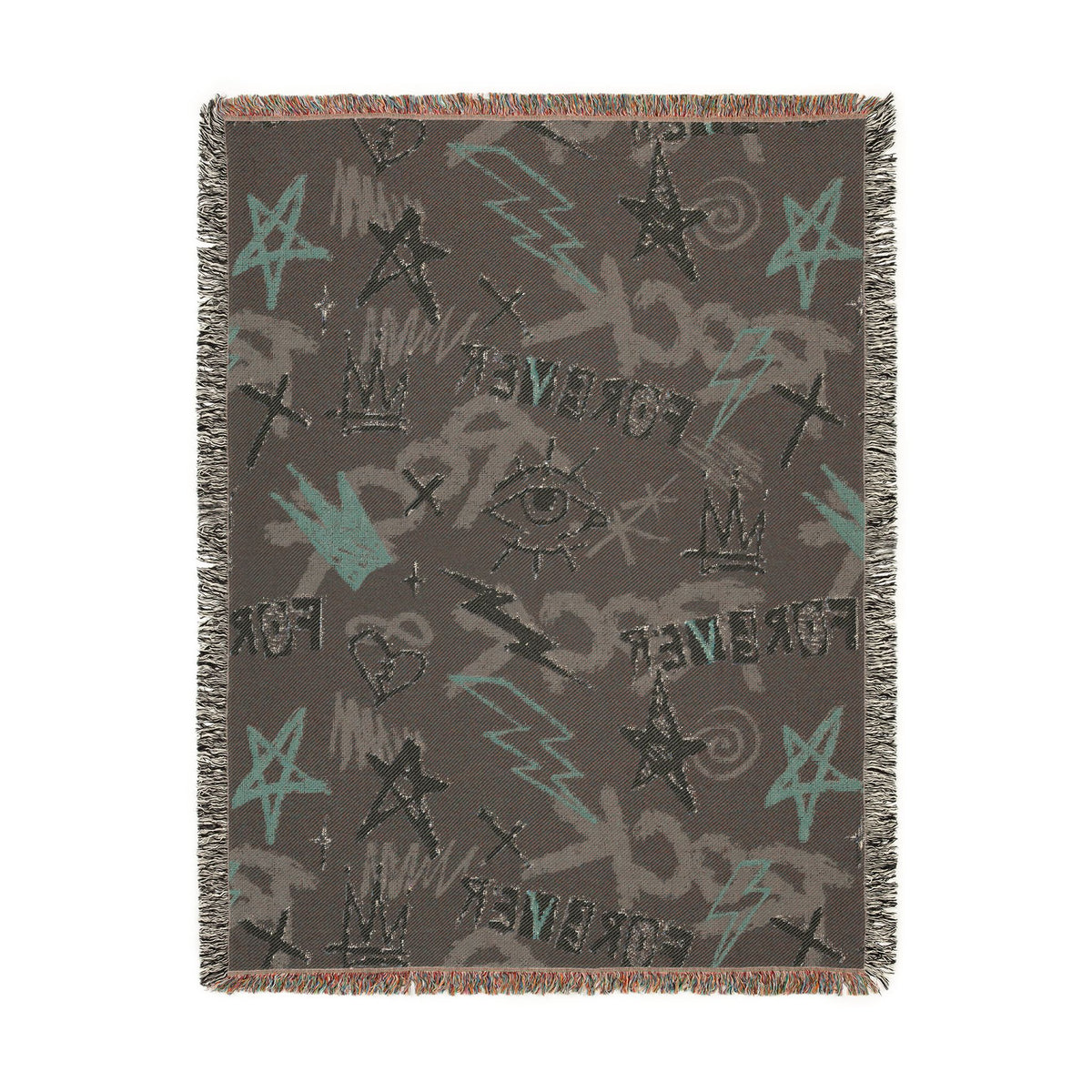 Rock Forever Grunge Graffiti Woven Blanket
