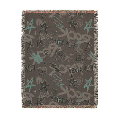 Rock Forever Grunge Graffiti Woven Blanket