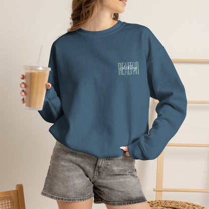 Personalized Realtor Retro Stacked Text Graphic Sweatshirt | Custom Name Real Estate Crewneck