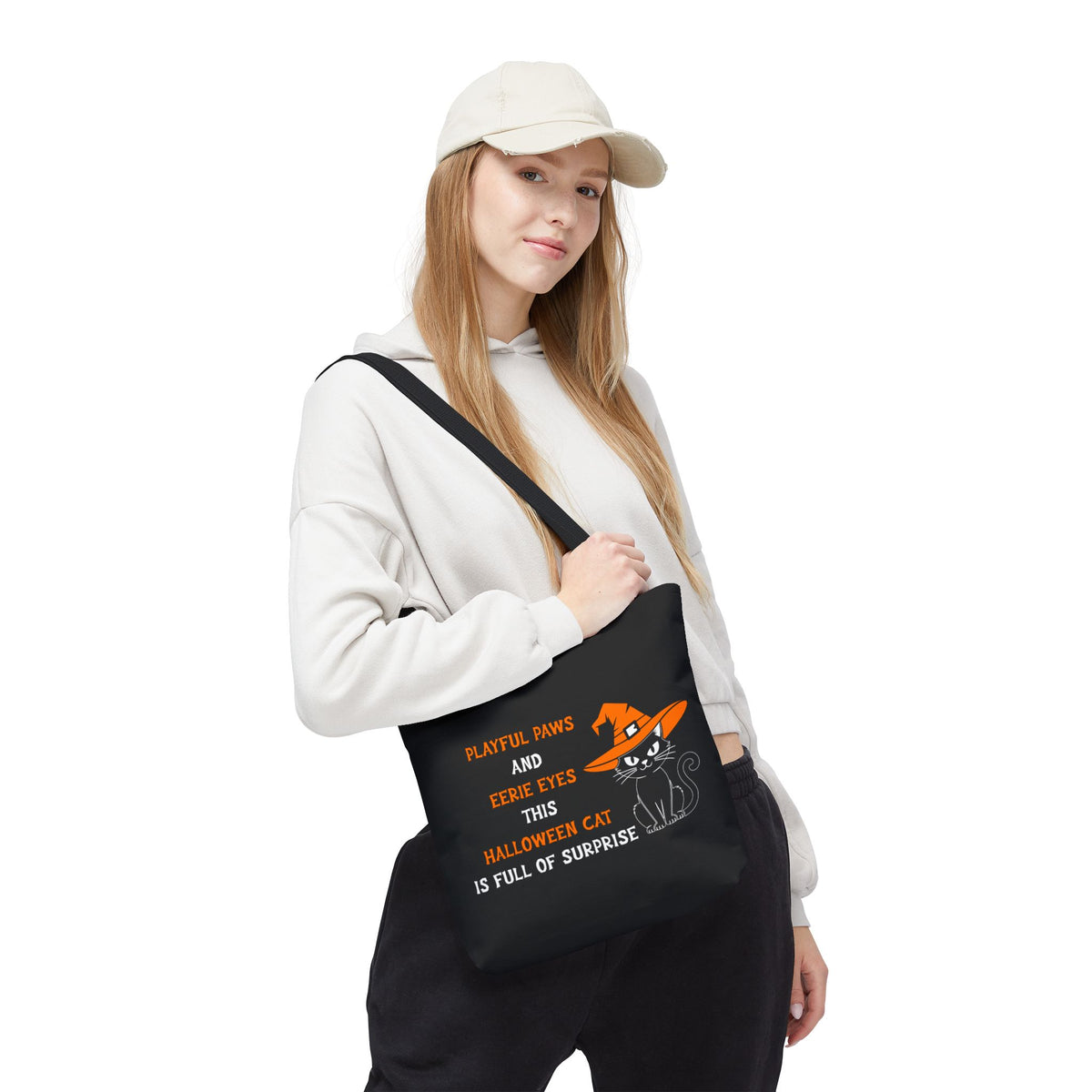 Halloween Cat Tote Bag — "Playful Paws and Eerie Eyes" Trick-or-Treat Reusable Shopper