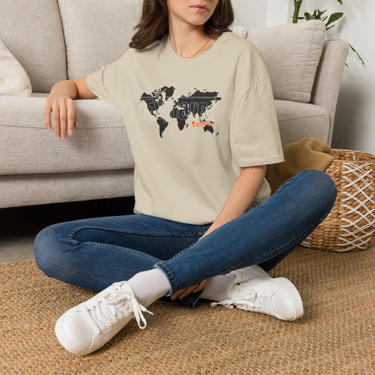 Explore World Map Adventure Graphic Tee: Urban Street Style & Travel T-Shirt