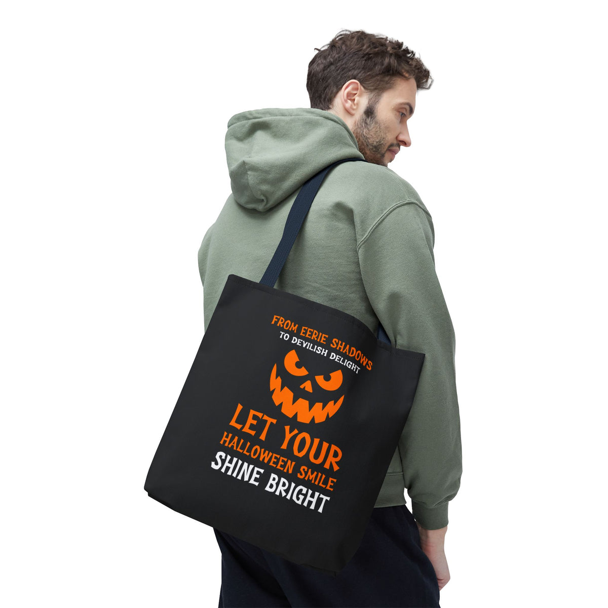 Halloween Pumpkin Tote Bag — "Let Your Halloween Smile Shine Bright"