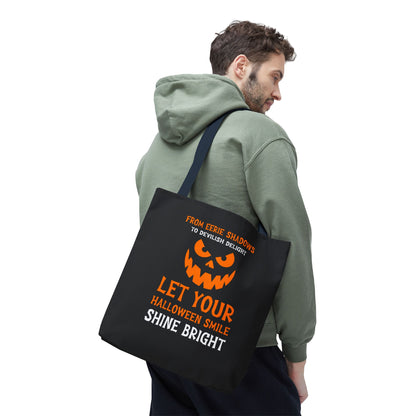 Halloween Pumpkin Tote Bag — "Let Your Halloween Smile Shine Bright"