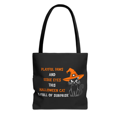 Halloween Cat Tote Bag — "Playful Paws and Eerie Eyes" Trick-or-Treat Reusable Shopper