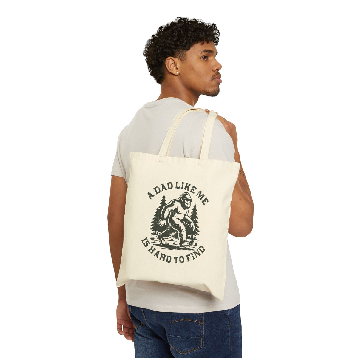 A Dad Like Me Is Hard To Find Bigfoot Funny Father's Day Cotton Canvas Tote Bag