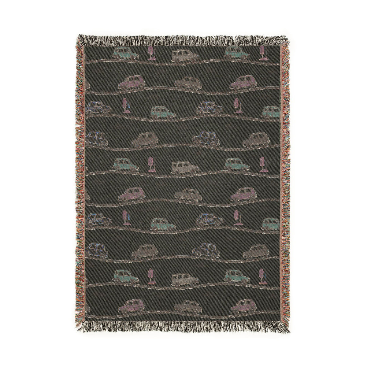 Whimsical Road Trip Cars & Traffic Woven Throw Blanket