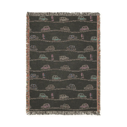 Whimsical Road Trip Cars & Traffic Woven Throw Blanket
