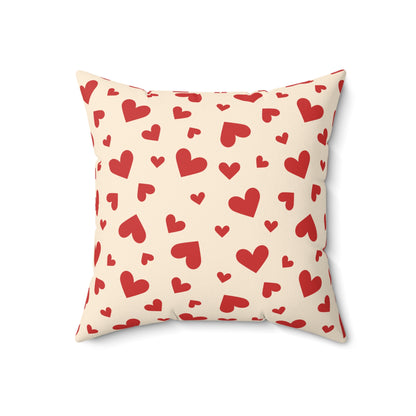 Sweet Love Hearts Faux Suede Square Pillow | Romantic Aesthetic Accent Cushion