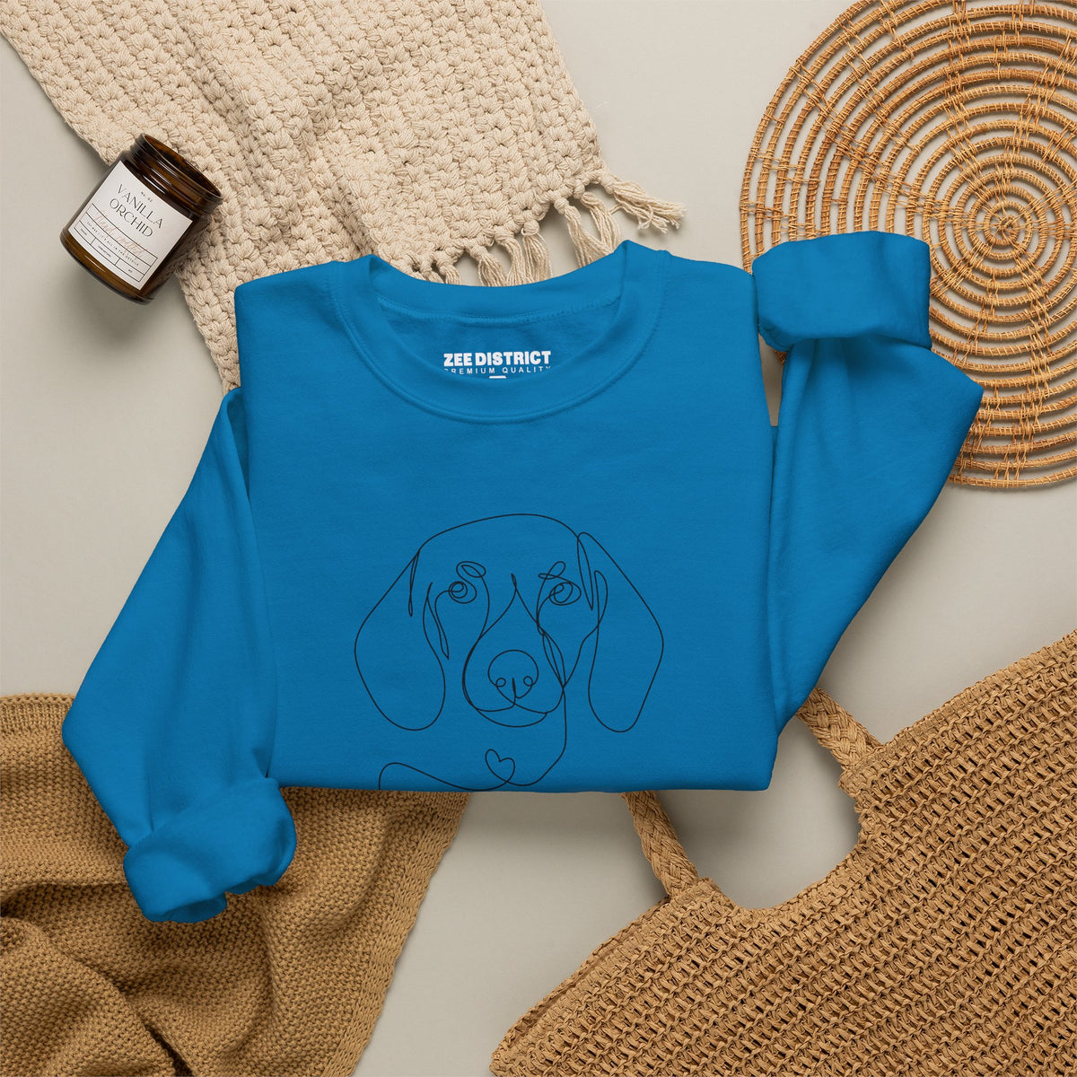 Minimalist Line Art Dog Portrait Graphic Sweatshirt | Cute Puppy Lover Pullover