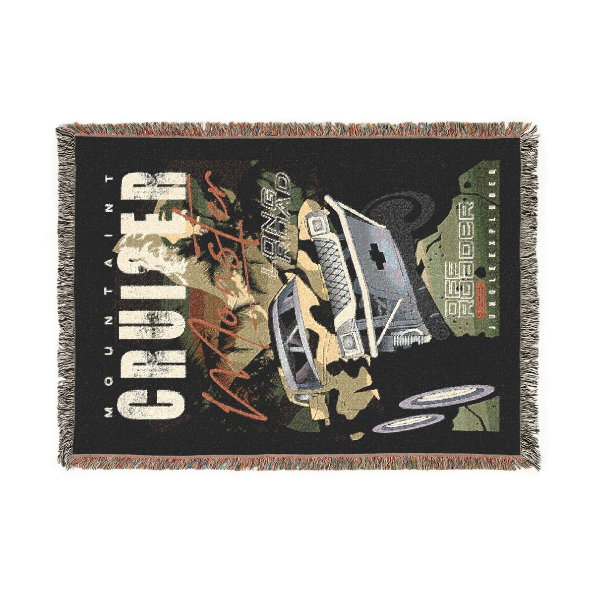 Mountain Cruiser Monster Truck Cotton Woven Throw Blanket