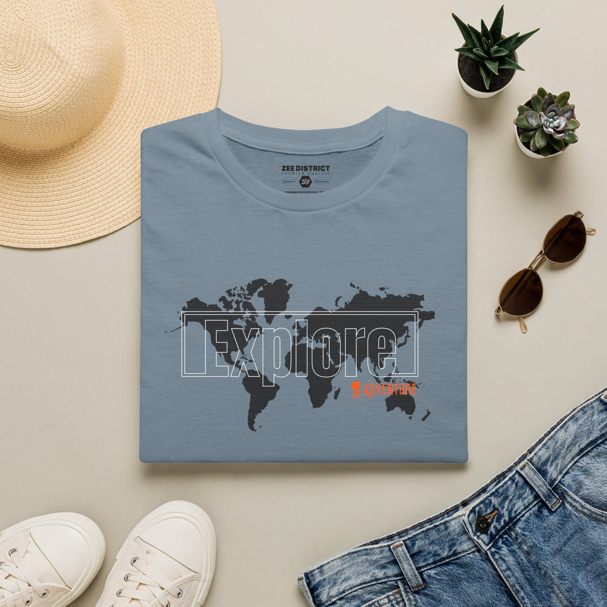 Explore World Map Adventure Graphic Tee: Urban Street Style & Travel T-Shirt
