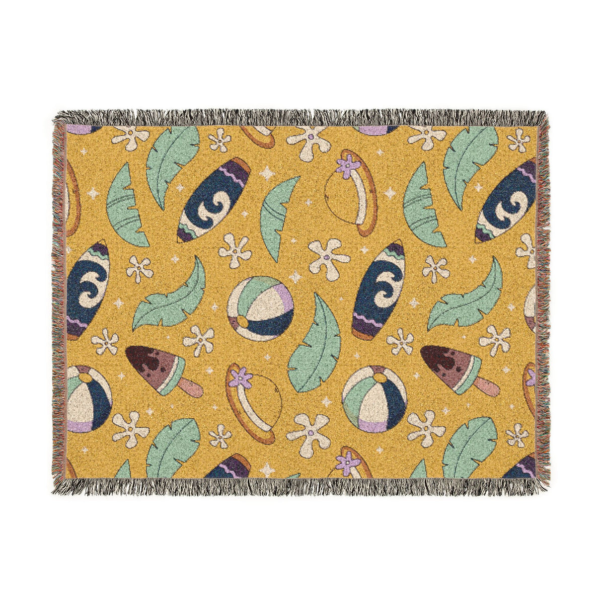 Sunny Surf & Summer Vibes Woven Throw Blanket