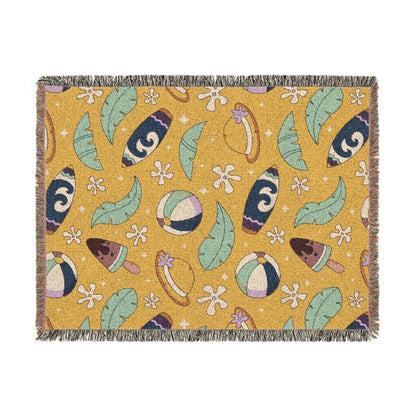 Sunny Surf & Summer Vibes Woven Throw Blanket