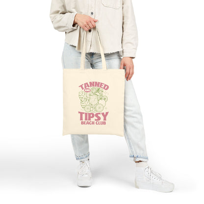 Tanned and Tipsy Beach Club Retro Citrus Cotton Canvas Tote Bag