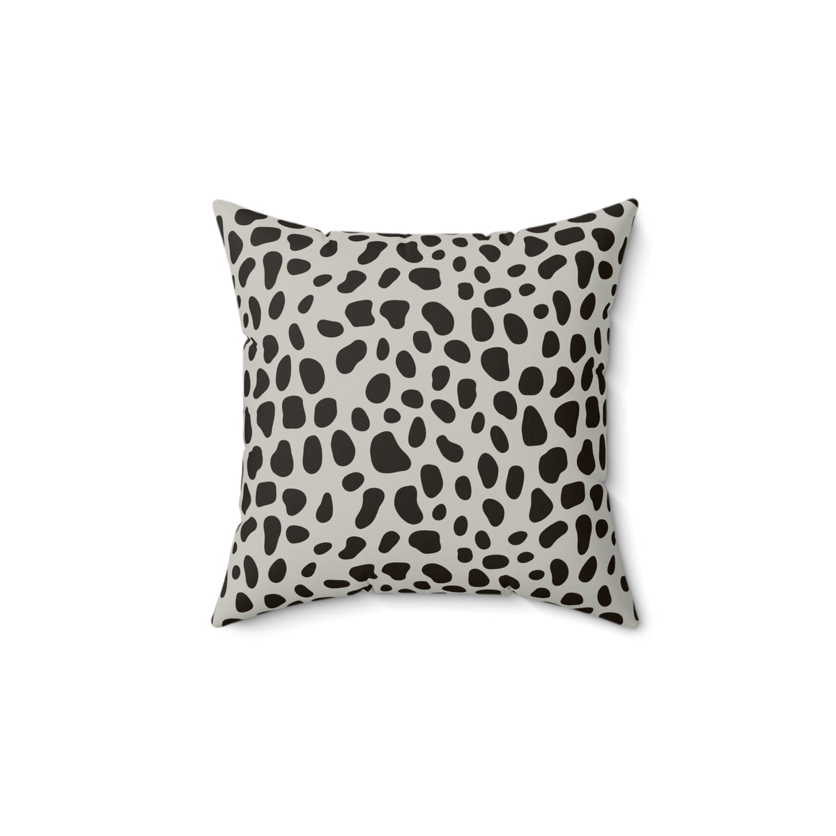 Dalmatian Spot Minimalist Faux Suede Square Pillow | Chic Animal Print Accent Cushion